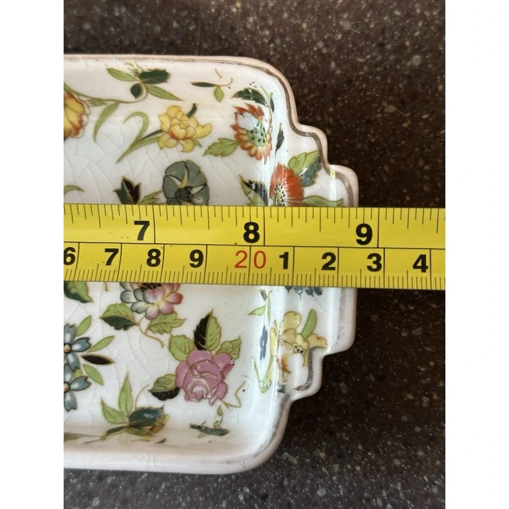 Vintage Japan Chintzware Rectangular Tray Floral Porcelain Trinket Vanity Dish